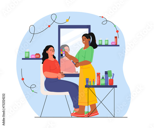 Woman in beauty salon vector concept