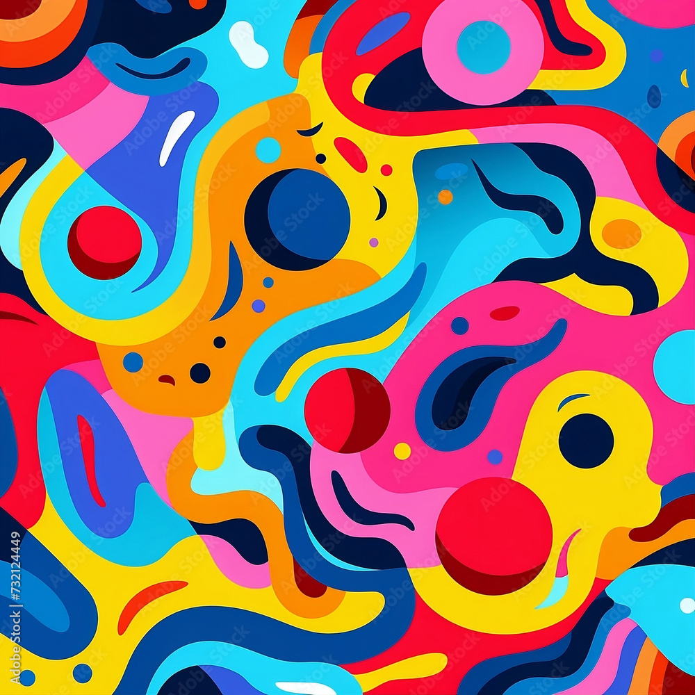 A brightly colored abstract design, in the style of bold outlines, flat colors, wallpaper, sharp & vivid colors, colorful animations, 1;1. A brightly colored abstract design, in the style of bold outlines, flat colors, wallpaper, sharp & vivid colors, colorful animations, 1;1.