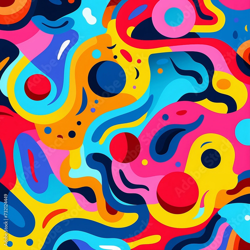 A brightly colored abstract design, in the style of bold outlines, flat colors, wallpaper, sharp & vivid colors, colorful animations, 1;1.