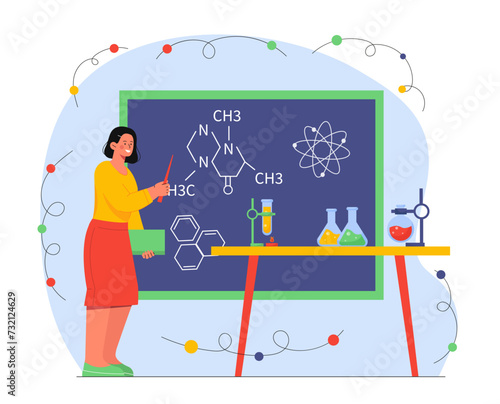 Chemistry teacher in classroom vector