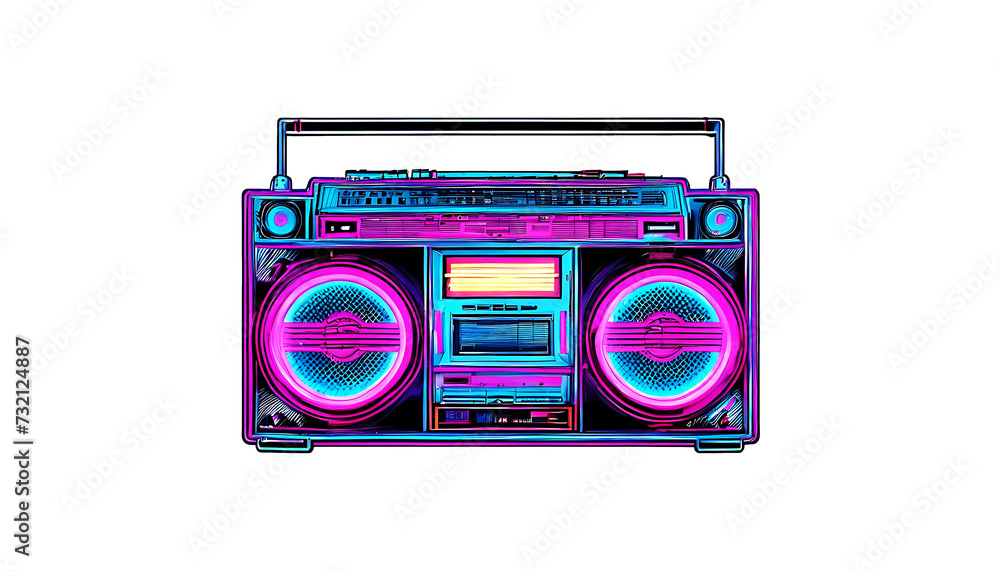 Neon retro Boombox illustration sticker