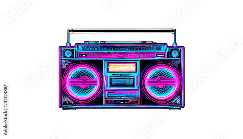 Neon retro Boombox illustration sticker