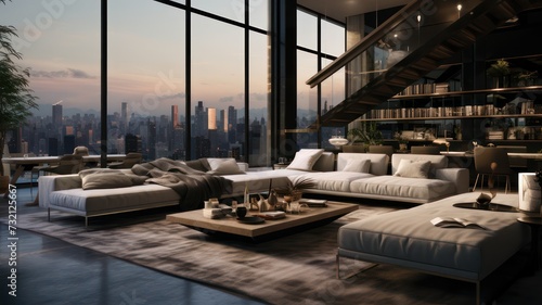 Modern living room created with Generative AI © mg photo