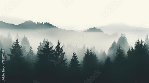 Forest landscape  exotic foggy forest