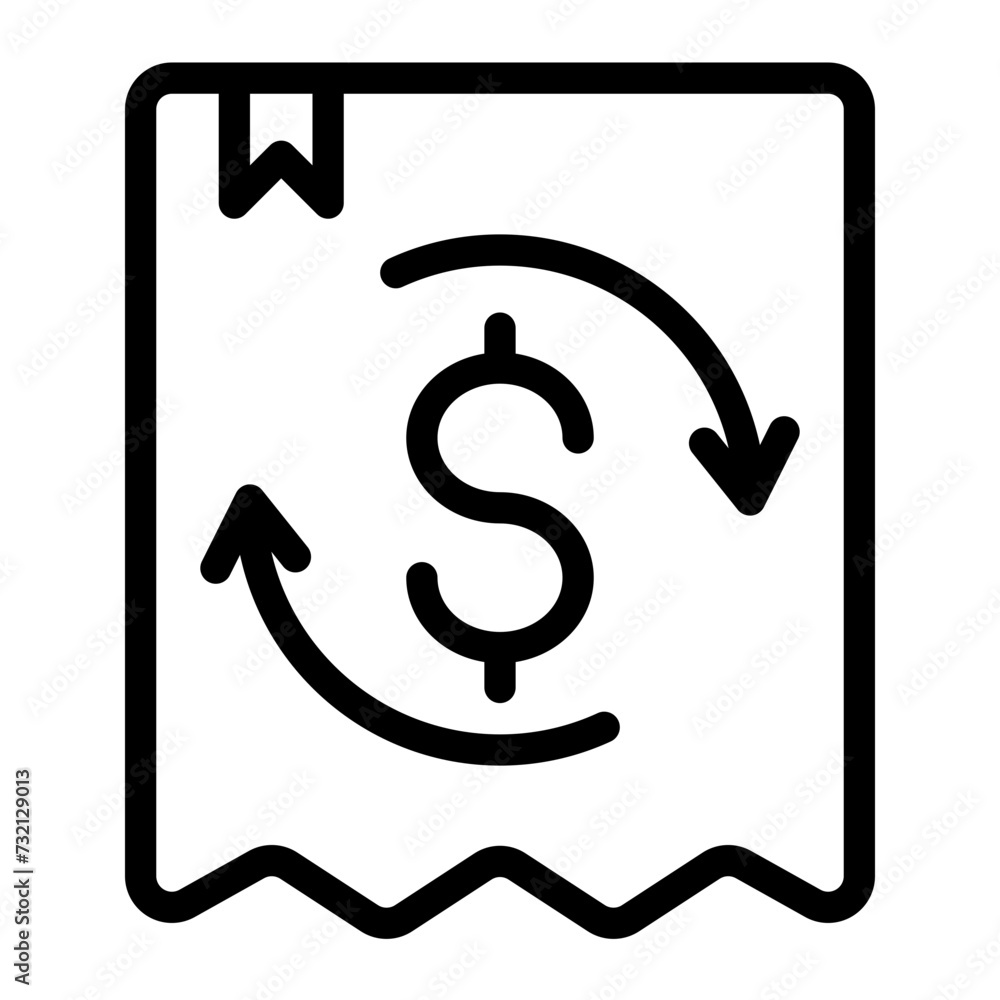 This is the Refund icon from the Accounting icon collection with an Outline style This is the Refund icon from the Accounting icon collection with an Outline style