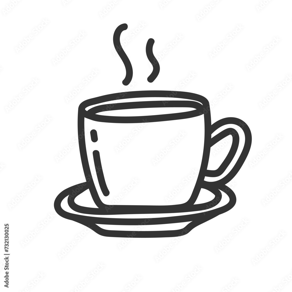 Coffee cup doodle icon . Tea vector illustration on white isolated background. Coffee cup doodle icon . Tea vector illustration on white isolated background.