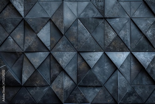 Polished semi-gloss wall background with tiles Showcasing a triangular tile wallpaper with 3d black blocks Offering a modern and sleek design element for interiors