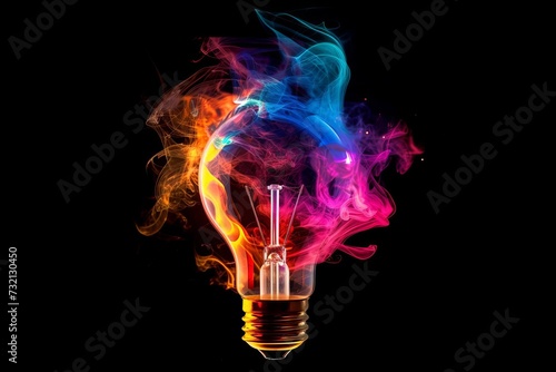 A colorful glowing idea bulb lamp Symbolizing brainstorming Bright ideas And creative thinking in a vibrant and dynamic representation Perfect for innovation and inspiration concepts