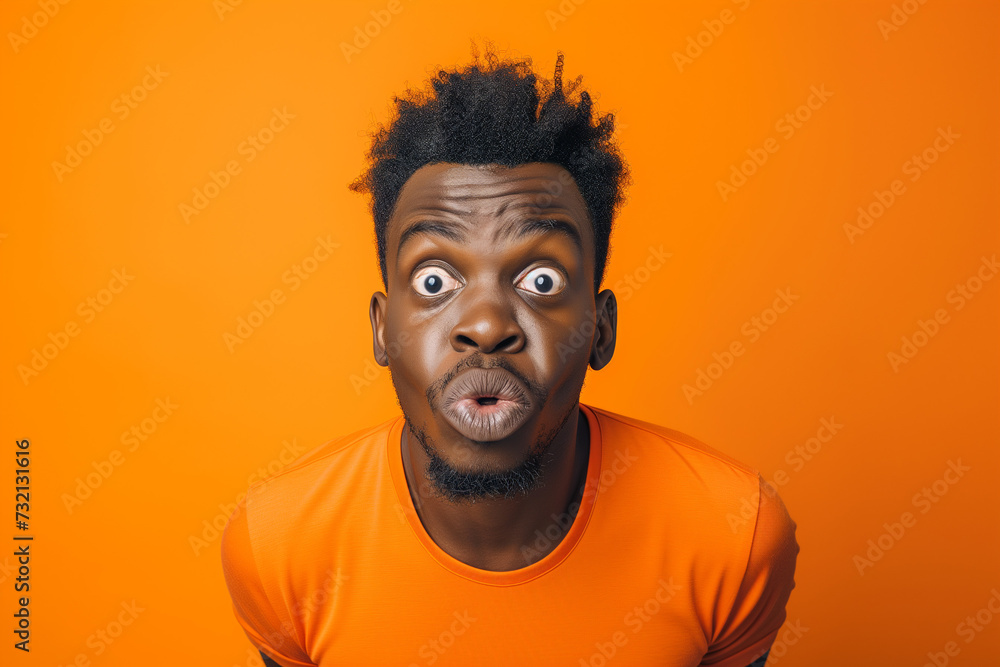 Surprised confused man with space for copy Surprised confused man with space for copy