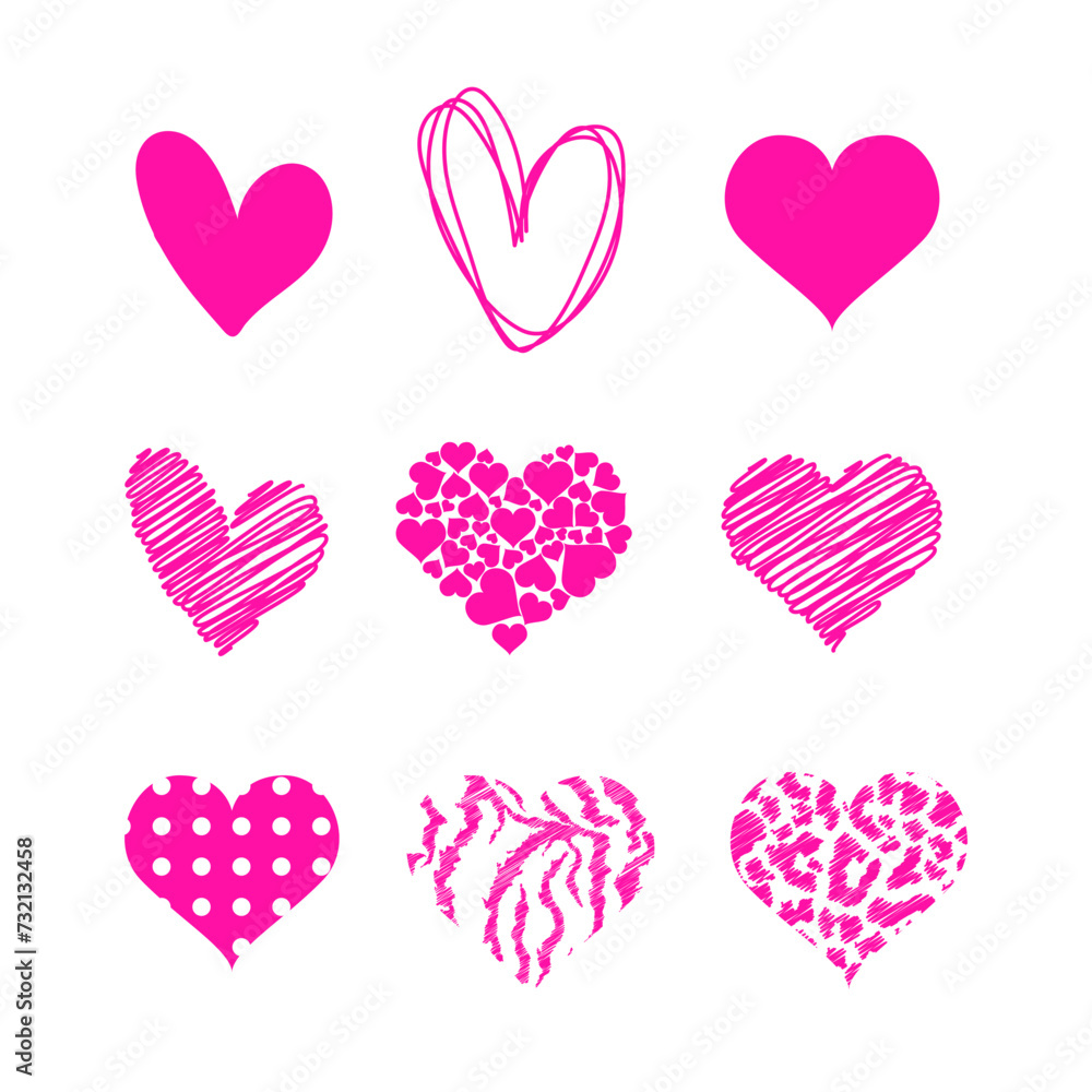 set of pink hearts set of pink hearts