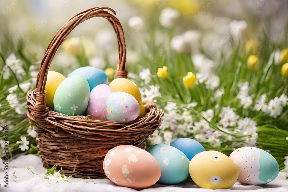 Easter Egg Basket in Spring Meadow Easter Egg Basket in Spring Meadow