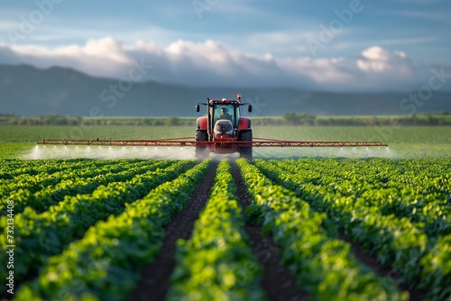 Spraying crops in rural farmland
