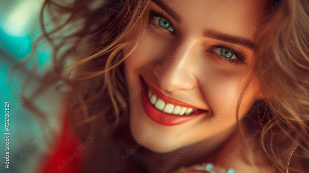 Beautiful girl looks at the camera and smiles Beautiful girl looks at the camera and smiles