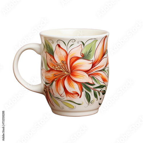 Floral Ceramic Coffee Mug, Painted Flowers Ceramic Cup, Francy Mug, Tea Mug photo