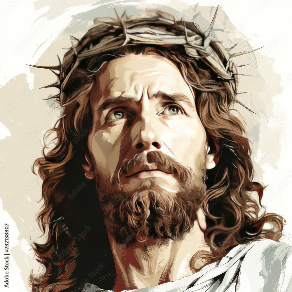 Illustration of Jesus Christ with Crown of Thorns

