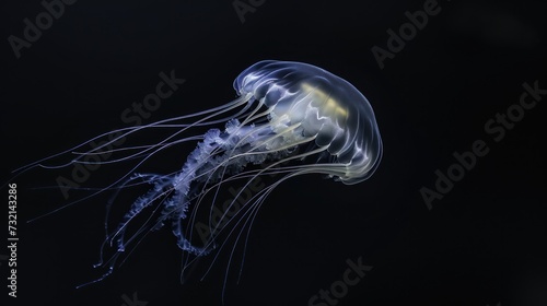 Box Jellyfish in the solid black background