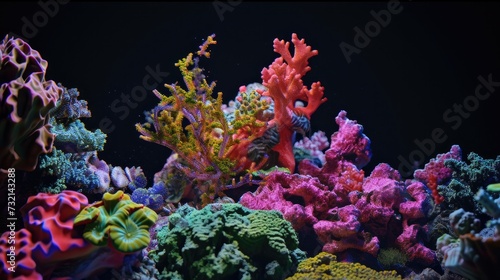 Coral Reefs in the solid black background