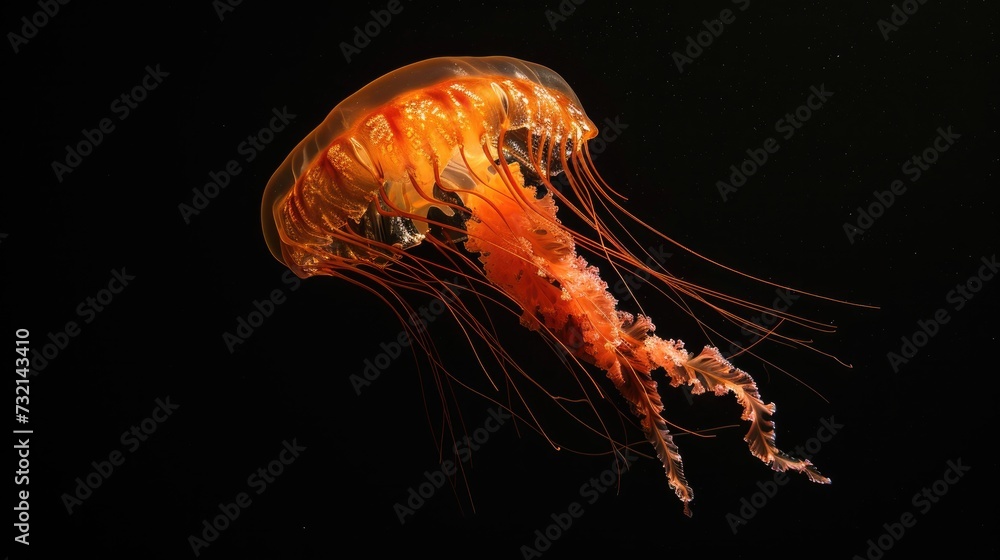 Pacific Sea Nettle in the solid black background
