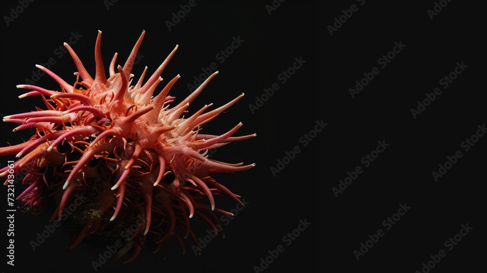 Crown-of-Thorns Starfish in the solid black background Crown-of-Thorns Starfish in the solid black background