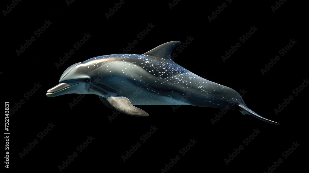 Fototapeta premium Atlantic Spotted Dolphin in the solid black background