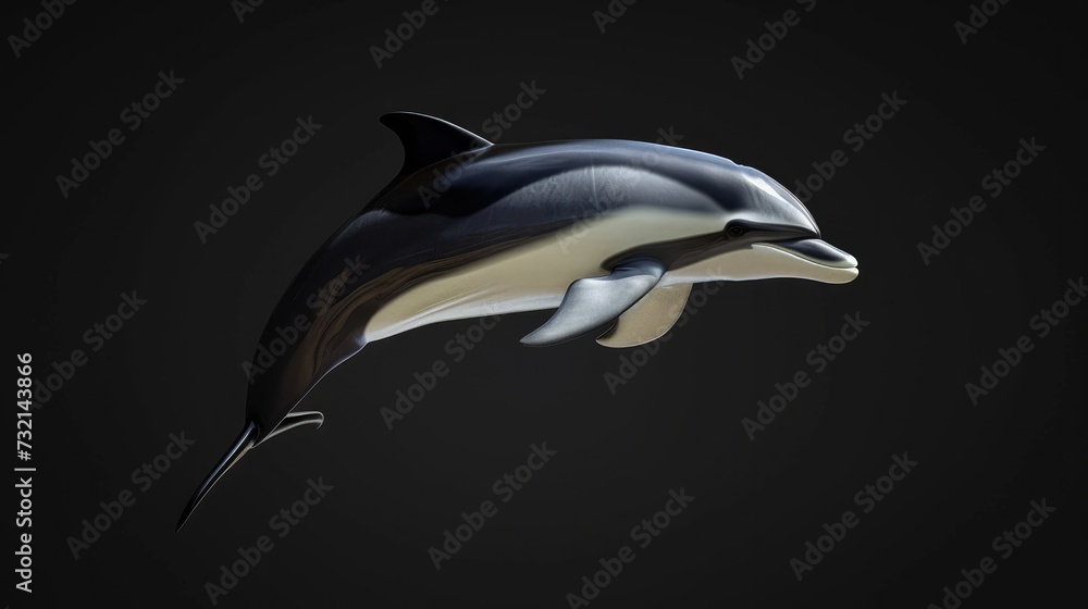 Common Dolphin in the solid black background Common Dolphin in the solid black background