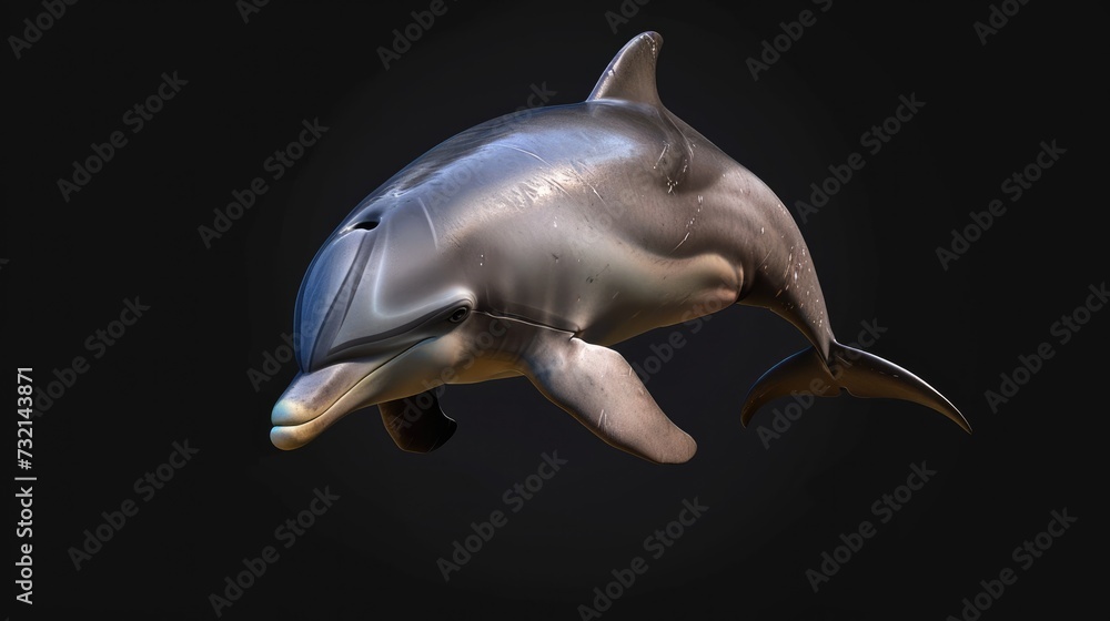 Obraz premium Bottlenose Dolphin in the solid black background