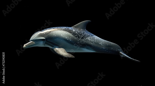 Atlantic Spotted Dolphin in the solid black background