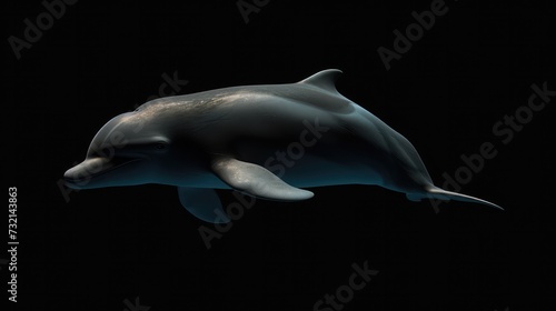 Porpoise in the solid black background