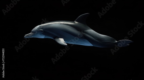 Tucuxi Dolphin in the solid black background