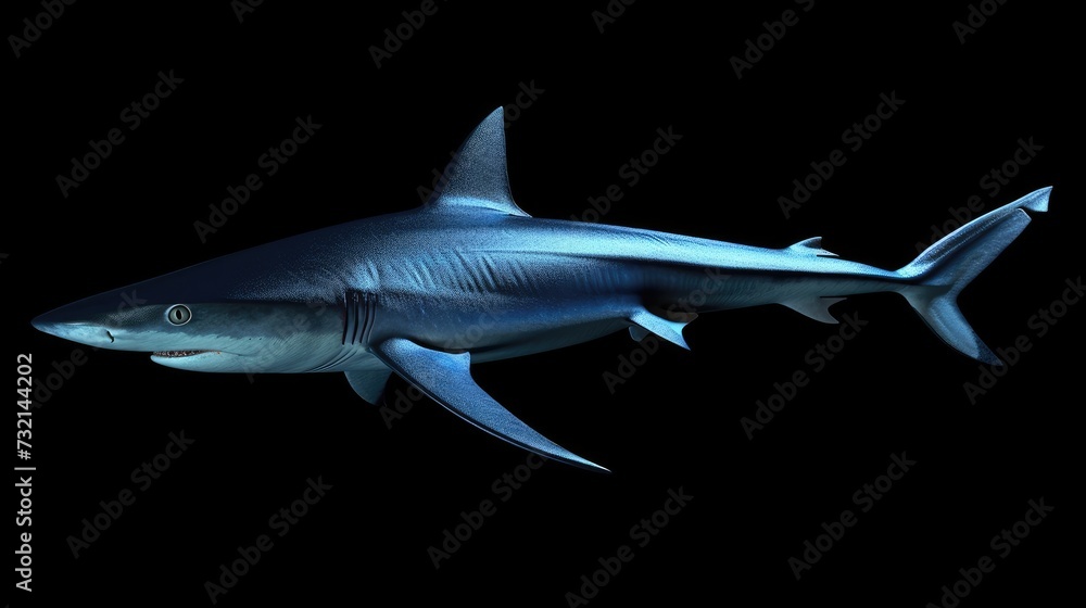 Fototapeta premium Blue Shark in the solid black background