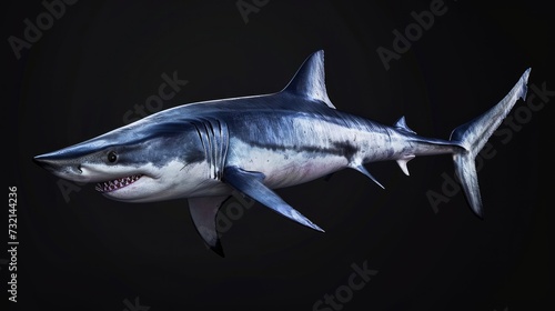 Mako Shark in the solid black background