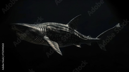 Basking Shark in the solid black background