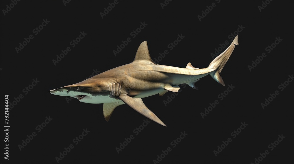 Fototapeta premium Hammerhead Shark in the solid black background