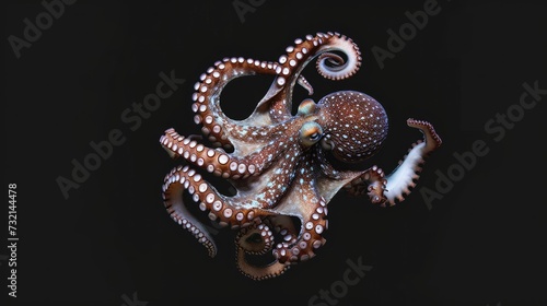 Caribbean Reef Octopus in the solid black background