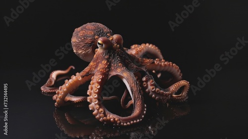 Coconut Octopus in the solid black background