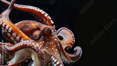 Caribbean Reef Octopus in the solid black background photo