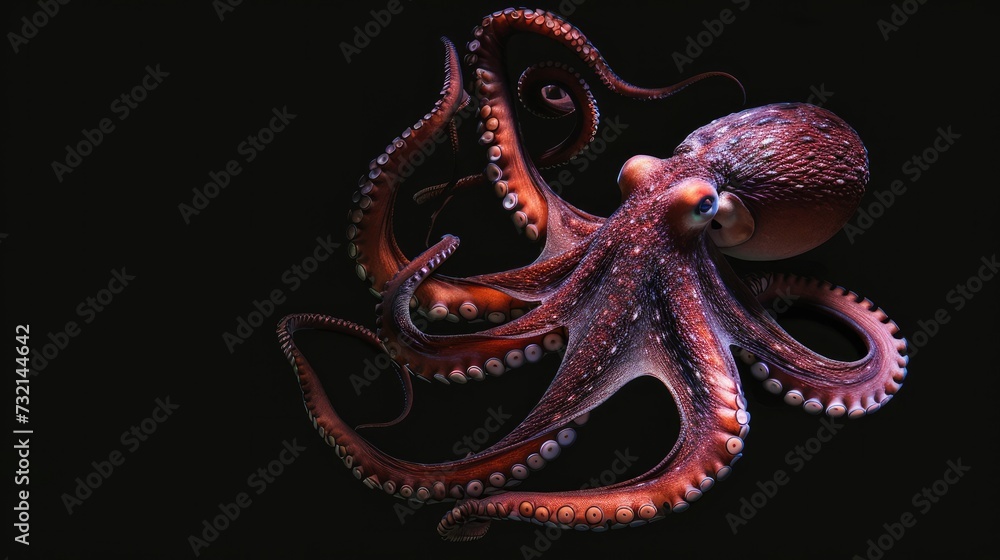 Obraz premium Octopus in the solid black background