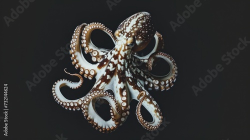 Mimic Octopus in the solid black background