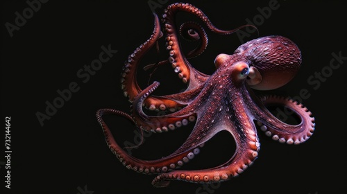 Octopus in the solid black background