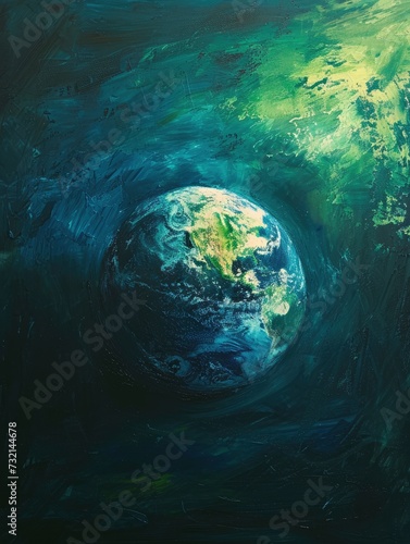 earth day, rendered in impressionism style, copy space - generative ai
