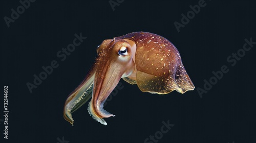 Cuttlefish in the solid black background