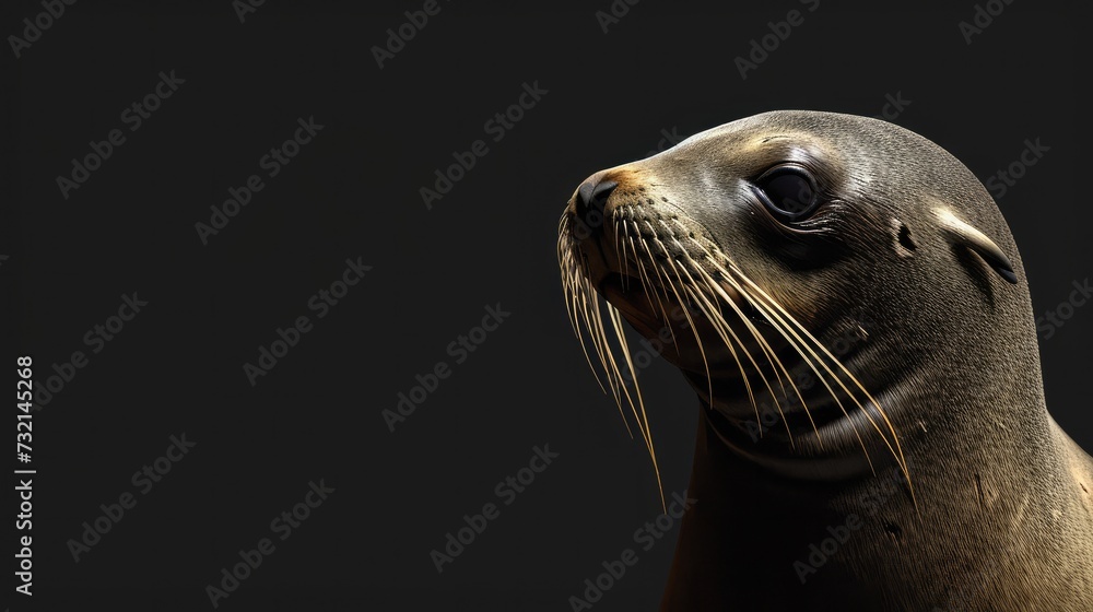Fototapeta premium Seal in the solid black background
