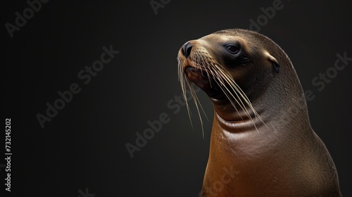 Sea Lion in the solid black background