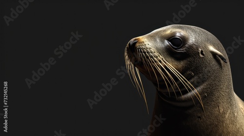 Seal in the solid black background