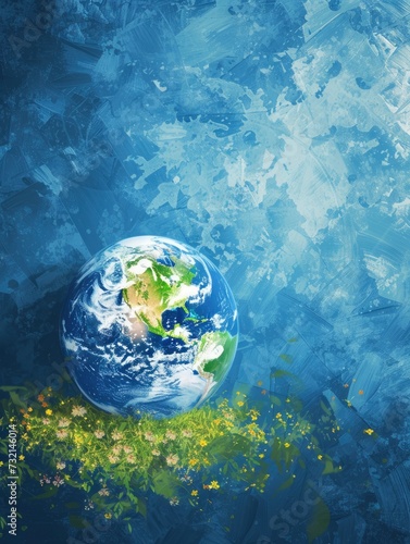 earth day, rendered in impressionism style, copy space - generative ai