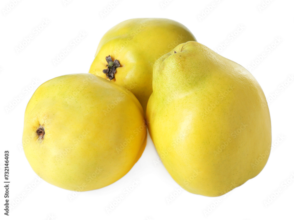 Delicious fresh ripe quinces isolated on white