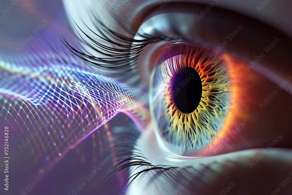 Human AI Eye color vision deficiency compensation. Eye cone