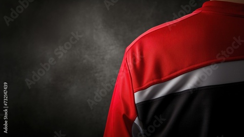 Close-up of a red and black sports jersey texture photo