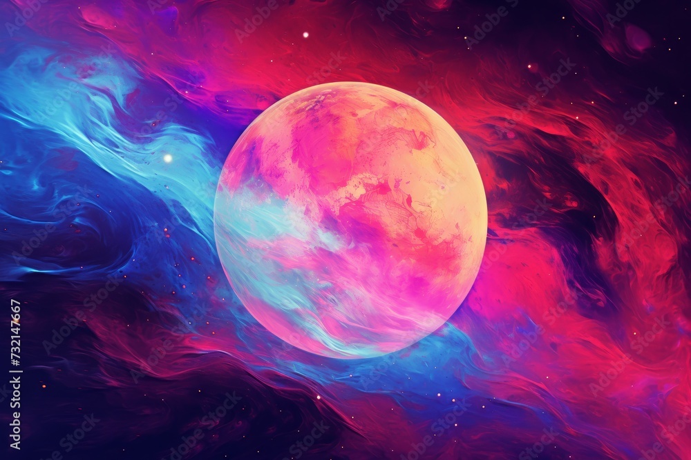 Obraz premium Moon colorful detailed. Full super sphere. Generate Ai