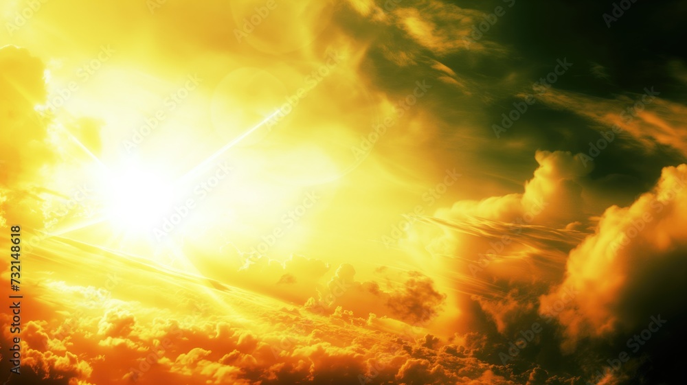 Intense sunlight bursting through vibrant yellow clouds Intense sunlight bursting through vibrant yellow clouds